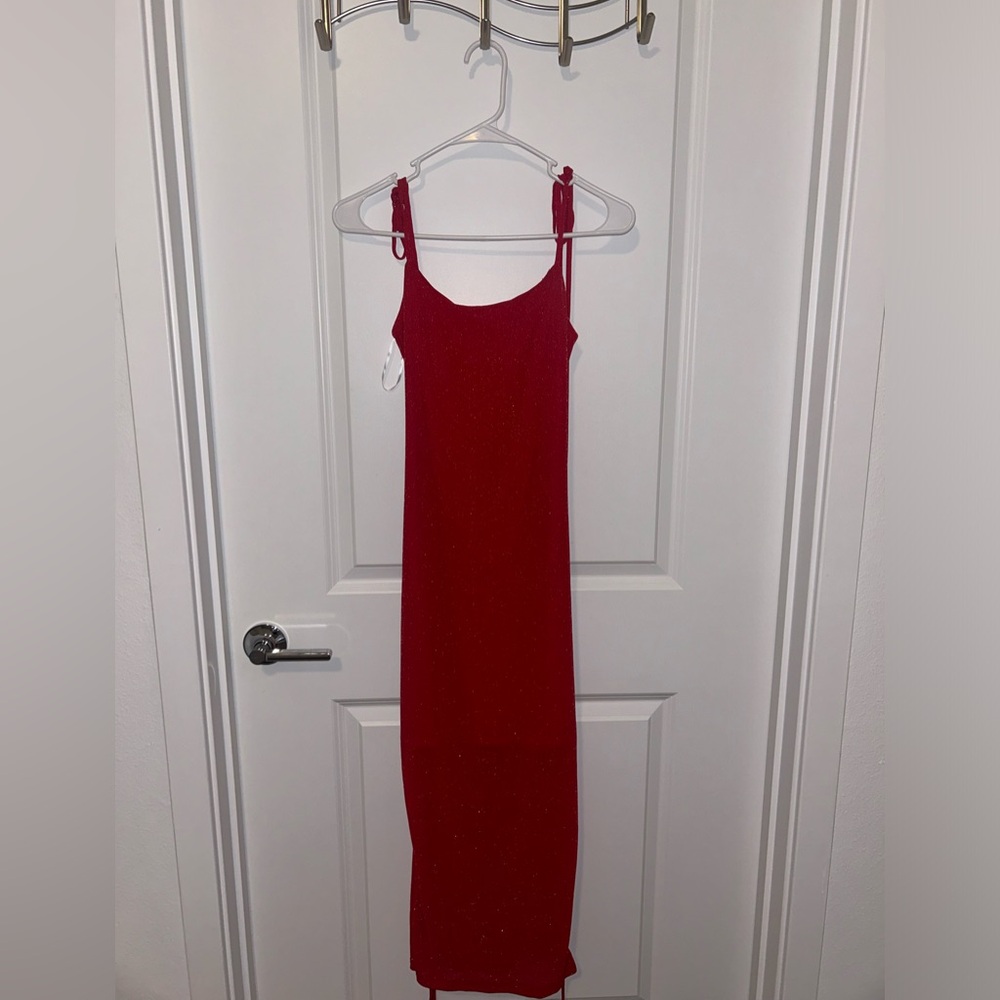 SHEIN Red & Brown Sparkle Dress